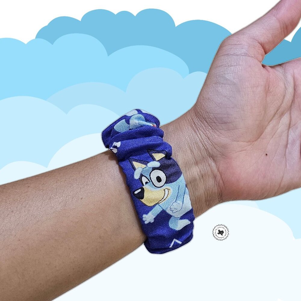 Bluey Blue Dog Scrunchie Watch Band for 20mm and 22mm Samsung Gizmo Smartwatch